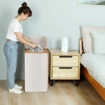 Load image into Gallery viewer, Ivory 100L Large Laundry Hamper with Lid Narrow Foldable Slim Laundry Basket with Bamboo Handles Skinny Tall Dirty Clothes Hamper for Dorm Bathroom Bedroom