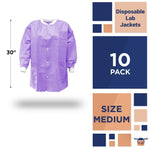 Load image into Gallery viewer, Disposable Lab Jackets 30” Long M Size Purple SMS Disposable Coats 10 Pack PPE