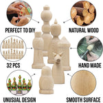 Load image into Gallery viewer, Unfinished Wood Chess Pieces Only Set of 32 pcs Paint Your Own Chess Set DIY Kit