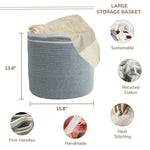 Load image into Gallery viewer, Large Recycled Cotton Rope Basket Blanket Storage Basket Pillows Toys Towels Laundry and Living Room Organization 15.8x13.8 Inches Eco friendly & Decorative Basket Gray