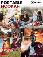 Load image into Gallery viewer, Black Red Hookah set with everything Hookah Set 2 Hose Hookah – LilOne