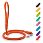 Load image into Gallery viewer, Rolled Leather Dog Leash 4 ft x 0.4 in All Sizes Orange