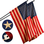 Load image into Gallery viewer, 2 Pack: American USA TeaStained Flag 2x3 Ft ToughWeave Pro Series Pole Sleeve Embroidered 420D Polyester Embroidered Stars