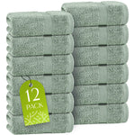 Load image into Gallery viewer, Green Washcloths Set for Body Face 12 Pack 12x12 Inch Towel Cotton Wash Cloths Bulk Spa Fingertip Wash Clothes Soft Absorbent Gym Towels