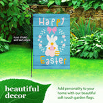 Load image into Gallery viewer, Garden Flag Happy Easter Rabbit Gnome with Eggs 12x18 inch Blockout Fabric