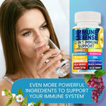Load image into Gallery viewer, 12 in 1 Premium Immune Defense Vitamins Immune Supplement w Vitamin D3 5000 IU Vitamin С 1000mg Zinс 50mg Luxe Choice for Premium Immune Support With Echinacea Elderberry and Ginger 120 Caps