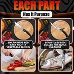 Load image into Gallery viewer, 4 in 1 Multi Use Kitchen Shears for Food Heavy Duty Sharp Seafood Fish Turkey Chicken Shears with Non Slip Metal Handle Micro Serrated Blades Spring Loaded Safety Lock Bone Scissors Black