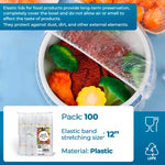 Load image into Gallery viewer, Elastic Plastic Bowl Covers 12 Inch Pack of 100 Clear Plastic Disposable Bowl Covers 30 Micron Thick. Durable Adjustable Plastic Food Covers with Elastic Edge. Stretchable Bowl Covers Small