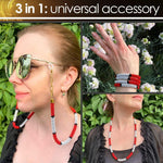 Load image into Gallery viewer, Eyeglass Chain Holder Necklace Red Premium Beaded Glasses Strap for Sunglasses
