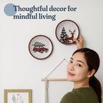 Load image into Gallery viewer, 8 Inch Terracotta Winter Plates Set of 2 Ceramic Wall Hanging Clay Decorative Plates for Winter Decorations Round Wall Decor for Living Room & Kitchen