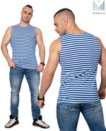 Load image into Gallery viewer, Tank Top Sleeveless Shirt Cotton Light Blue Original Telnyashka 2XL Size