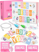 Load image into Gallery viewer, Pink Cinema Light Box with 312 Letters Emojis & 3 Markers Led Light Box for Girl
