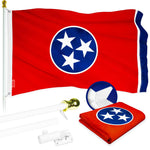 Load image into Gallery viewer, 6 Ft Tangle Free Spinning Flagpole White and Tennessee Flag 3x5 ft Brass