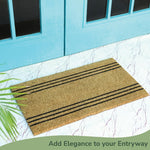 Load image into Gallery viewer, Coco Coir Door Mat Plain Welcome Mat with Stripes Beige 30x17