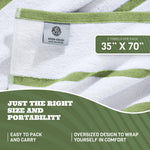 Load image into Gallery viewer, Cotton Pool Towels Oversized 35 x 70 Inch 3 Pack Ultra Absorbent and Low Lint Striped Beach Towels for Adults Stripes Design Luxury Extra Large Bath Towels Green 3 Pack
