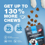 Load image into Gallery viewer, Dog Calming with Melatonin Chamomile Extract Valerian Root Travel Pack 70 Chews Anxiety Support Chews for Vet Visits Grooming Nail Trimming Storms