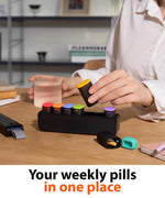 Load image into Gallery viewer, Weekly Pill Organizer 1 Time a Day 7 Day Travel Pill Case with Detachable Daily Compartments Secure Silicone Lids Easy Open for Seniors & Arthritis Durable Compact Vitamin & Medication Organizer