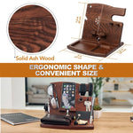 Load image into Gallery viewer, Wood Phone Docking Station Ash Key Holder Wallet Watch Stand Gadgets Organizer
