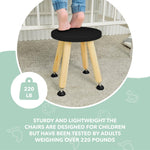 Load image into Gallery viewer, Wooden Step Stool for Kids and Toddlers – Set of 1 – Black – Extendable Legs Kids Chair – Sensory Table Seat – Children's Round Sitting Furniture with Leveling Feet and Anti Slip Pads.