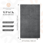 Load image into Gallery viewer, Wealuxe Grey Bath Towels Set of 4 Cotton 27x54 Inch Body Towel for Hotel Gym