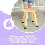 Load image into Gallery viewer, Wooden Step Stool for Kids and Toddlers – Set of 4 – Natural – Extendable Legs Kids Chair – Sensory Table Seat – Children's Round Sitting Furniture with Leveling Feet and Anti Slip Pads