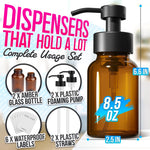 Load image into Gallery viewer, 2Pcs Amber Glass Foaming Soap Dispenser 8.5 oz Amber Glass Soap Dispenser with Pump Compatible with Hand Soap Dish Soap Shampoo and Gel Durable Stylish & Refillable for Bathroom and Kitchen