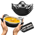 Load image into Gallery viewer, 4 Piece Microwave Bowl Holder Set – 7.5 x7.5 Microwave Bowl Holders for Hot Food Black and White Checkered Fabric for Safe & Easy Handling – Machine Washable