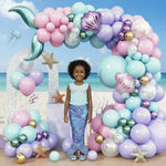 Load image into Gallery viewer, Mermaid Balloon Garland Arch Kit Under the Sea Party Decorations with Pastel Pink Blue Purple Gold Balloons Shell & Tail Foil Balloons Ocean Theme Birthday Baby Shower Décor