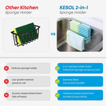 Load image into Gallery viewer, Adhesive Kitchen Sink Sponge Holder Dish Cloth Hanger Soap Holder 2 in 1 Kitchen Sink Caddy 304 Stainless Steel Rust Proof Water Proof No Drilling (Black)