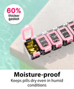 Load image into Gallery viewer, Weekly Pill Organizer 1 time a Day Pill Box 7 Day with Enhanced Waterproof Seal Pink Large compartments Hold Big Vitamins & Supplements Upgraded Locking lids for Home & Travel use Durable Hard case