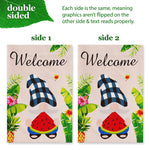 Load image into Gallery viewer, Combo Pack Garden Flag Stand Black 36x16 in Garden Flag 12x18 in Summer Welcome