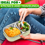 Load image into Gallery viewer, Stainless Steel Lunch Box for Hot Food – (48.5 oz) Stainless Steel Bento Box Adult with Phone Stand Spoon & Chopstickss – 2 Compartment Hot Food Lunch Container with Durable Plastic & Soft Rubber Lid