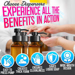 Load image into Gallery viewer, 2Pcs Amber Glass Foaming Soap Dispenser 8.5 oz Amber Glass Soap Dispenser with Pump Compatible with Hand Soap Dish Soap Shampoo and Gel Durable Stylish & Refillable for Bathroom and Kitchen