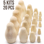 Load image into Gallery viewer, Blank Nesting Dolls Lot of 5 Sets by 4 pcs Blank Matryoshka Dolls for DIY Ideas
