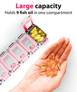 Load image into Gallery viewer, Weekly Pill Organizer 1 time a Day Pill Box 7 Day with Enhanced Waterproof Seal Pink Large compartments Hold Big Vitamins & Supplements Upgraded Locking lids for Home & Travel use Durable Hard case