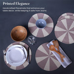 Load image into Gallery viewer, The Fine Living Co. Pinwheel Printed Cotton Braided Placemats (Set of 6 13.5 Inches) Washable Anti Slip Heat Resistant Mats Boho Woven Round Table Mats for House Decor Kitchen and Dining