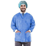 Load image into Gallery viewer, Disposable Lab Jackets 32 inch Long X Large Blue SMS Dental Lab Coats 10 Pack