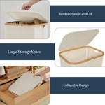 Load image into Gallery viewer, Ivory 100L Large Laundry Hamper with Lid Narrow Foldable Slim Laundry Basket with Bamboo Handles Skinny Tall Dirty Clothes Hamper for Dorm Bathroom Bedroom