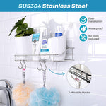 Load image into Gallery viewer, 2 Pack Silver Adhesive Shower Caddy Shower Shelf Organizer for Bathroom Organization with Hooks SUS304 Stainless Steel