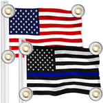 Load image into Gallery viewer, G128 Combo Pack: American USA Flag 3x5 Ft & Thin Blue Line Flag 3x5 Ft Both LiteWeave Pro Series Printed 150D Polyester, 4 Corner Brass Grommets, Perfect For Balcony/Wall