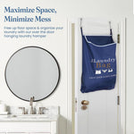 Load image into Gallery viewer, Fine Living Co. Large Hanging Laundry Hamper with Over Door Hooks & Adhesive Durable Space Saving Laundry Bag with Zipper and Wide Open Top Hanging Dorm Laundry Hamper (Navy Blue with Print XL)