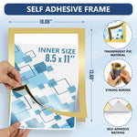 Load image into Gallery viewer, 12 Pack Magnetic Sign Holder 8.5 x 11 inch with Adhesive Back Gold Magnetics Poster Frame Magnetic Paper Holder Reusable Adhesive Frames Magnet Frame for Wall Windows Magnet Document Holders