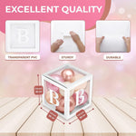 Load image into Gallery viewer, Baby Shower Boxes with Letters 44 Pcs White Boxes with Rose Gold Dusty Pink Sand & White Balloons Gender Reveal & Party Decoration Set by