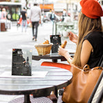 Load image into Gallery viewer, 5 Pack Acrylic Sign Holders 5x7 inch Plastic Stands for Display 5 X 7 Acrylic Sign Holder with Vertical Slanted Back Clear Plastic Sign Holder Paper Display Table Stand Flyer Document Paper