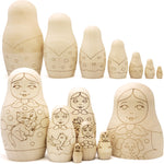 Load image into Gallery viewer, Blank Russian Nesting Dolls to Paint Set 7 pcs Wooden Crafts to Paint Your Own