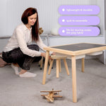 Load image into Gallery viewer, Wooden Step Stool for Kids and Toddlers – Set of 4 – Natural – Extendable Legs Kids Chair – Sensory Table Seat – Children's Round Sitting Furniture with Leveling Feet and Anti Slip Pads