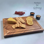 Load image into Gallery viewer, The Fine Living Co. Large Cutting Board Acacia Wood Meat Chopping Board Butcher Block with Juice Groove Chevron Chequered Style 1 Thick & Food grade Serving Board 16 x12