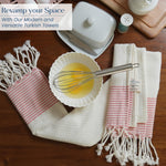 Load image into Gallery viewer, The Fine Living Co. Turkish Hand Towels Set of 2 100% Cotton Kitchen and Bathroom Hand Towels Decorative Hand Towels for Bath Guest Face Hair Tea Dishcloth 40”x18” (White & red)