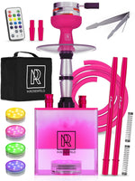 Load image into Gallery viewer, Pink Hookah Set with Everything YADO Square Hookah To Go with Charcoal Holder