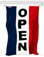 Load image into Gallery viewer, G128 Open Vertical sign Flag 3x5 feet Printed 150D, Indoor/Outdoor, Vibrant Colors, Brass Grommets, Quality Polyester, Much Thicker More Durable Than 100D 75D Polyester